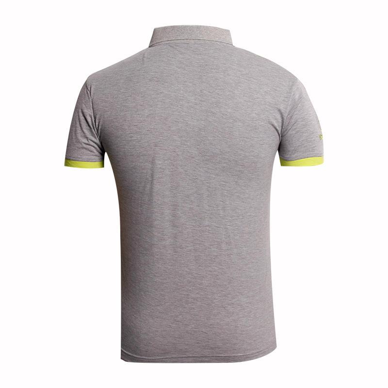 Gray polo collar shirts with green cuffs